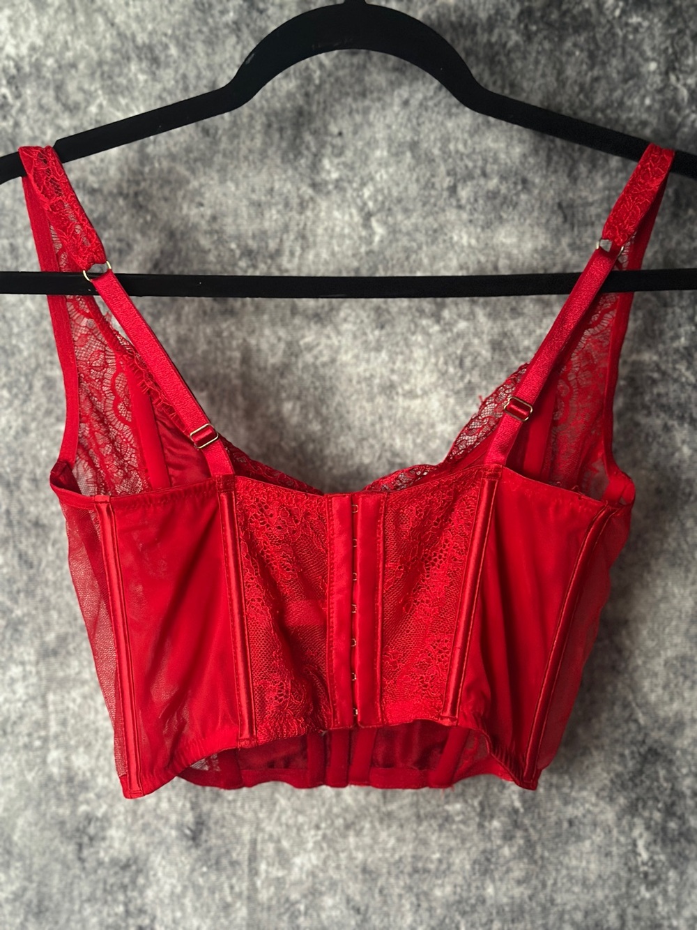 Victoria's Secret Red Lace Bustier Crop Top - Picture 2 of 3